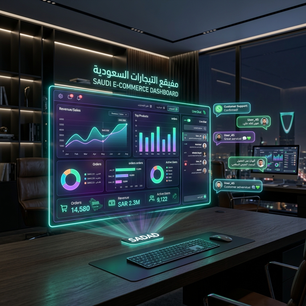 لوحة تحكم هالة لتحليل متاجر التجارة الإلكترونية السعودية